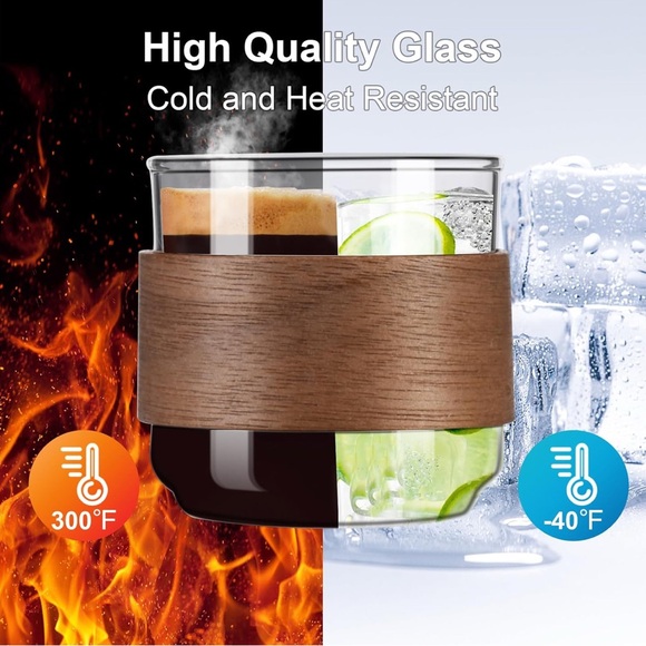 Espresso Cups with Wooden Insulated Ring (5oz, 4-set) - Picture 4 of 7